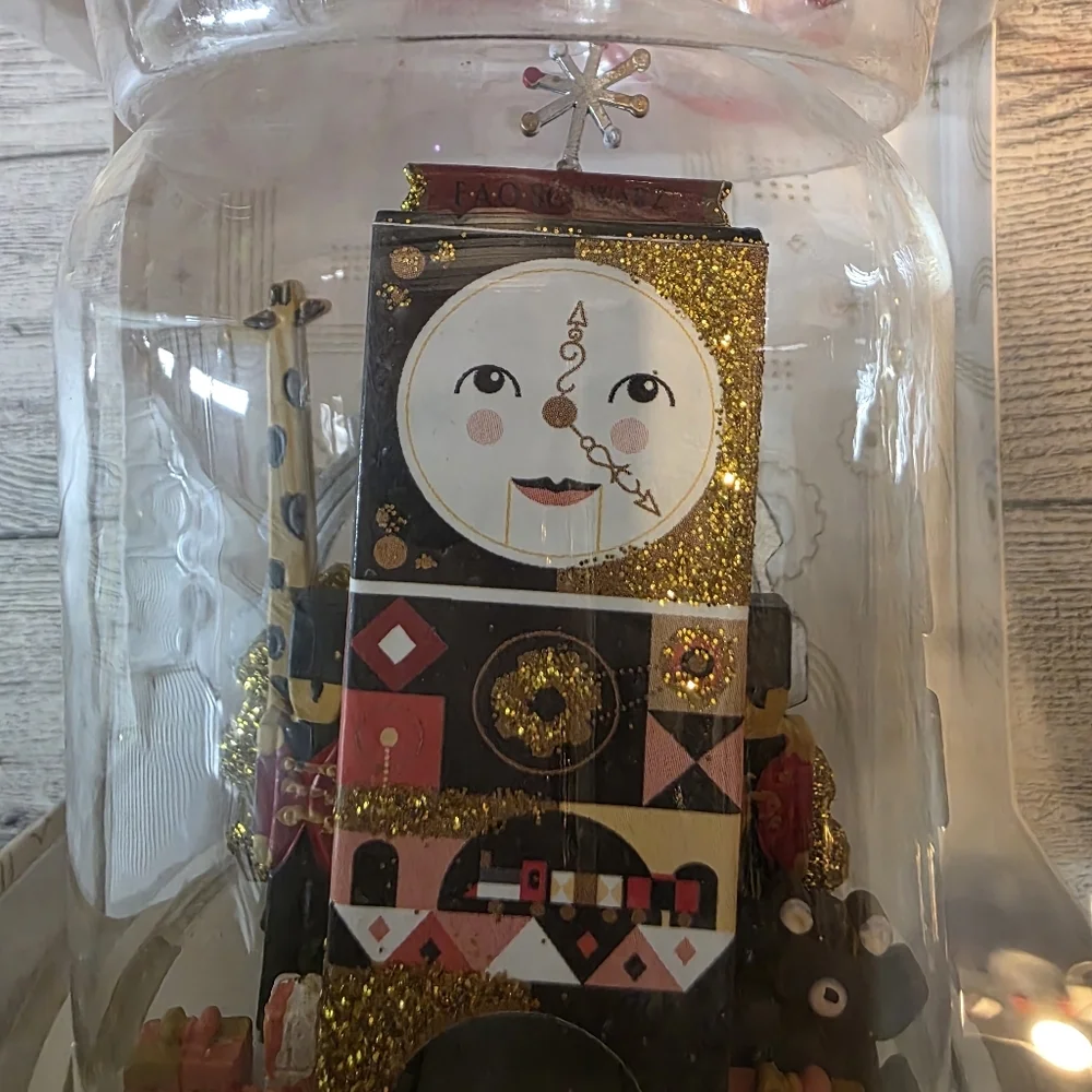FAO Schwarz Glass Cloche Ornament - Red, Black, White